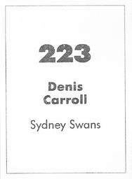 1990 Select AFL Stickers #223 Dennis Carroll Back